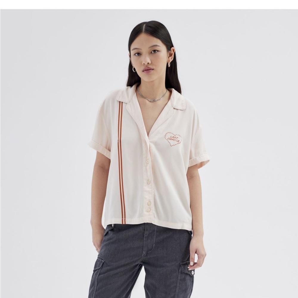 NWT Urban Outfitters graphic print button down bowling shirt (XS)